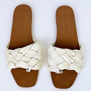 Ulla Johnson Anders Woven Braided Flat Sandals Ivory Cream Leather Shoes 38 7.5